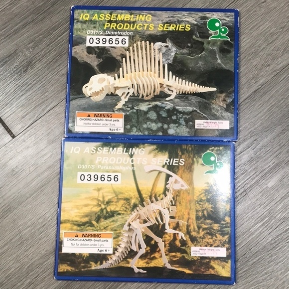 “ABC Products" Wooden 3-D Dinosaur Assembling Skeleton Kits set of 2 sealed - Picture 1 of 2